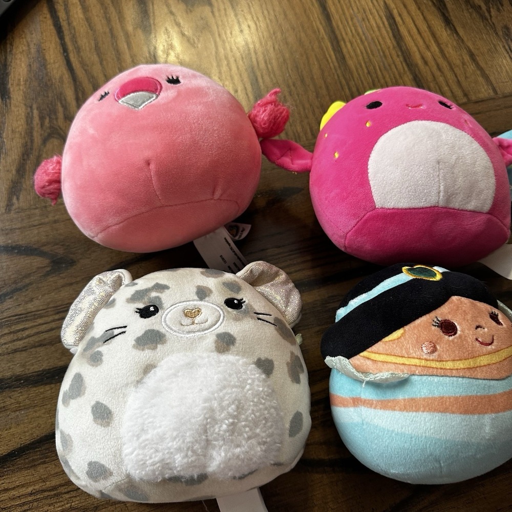 Squishmallows Lot Of 4 Plush 5" Flamingo Bat Leopard Cat Jasmine No‎ Tags - Picture 3 of 12